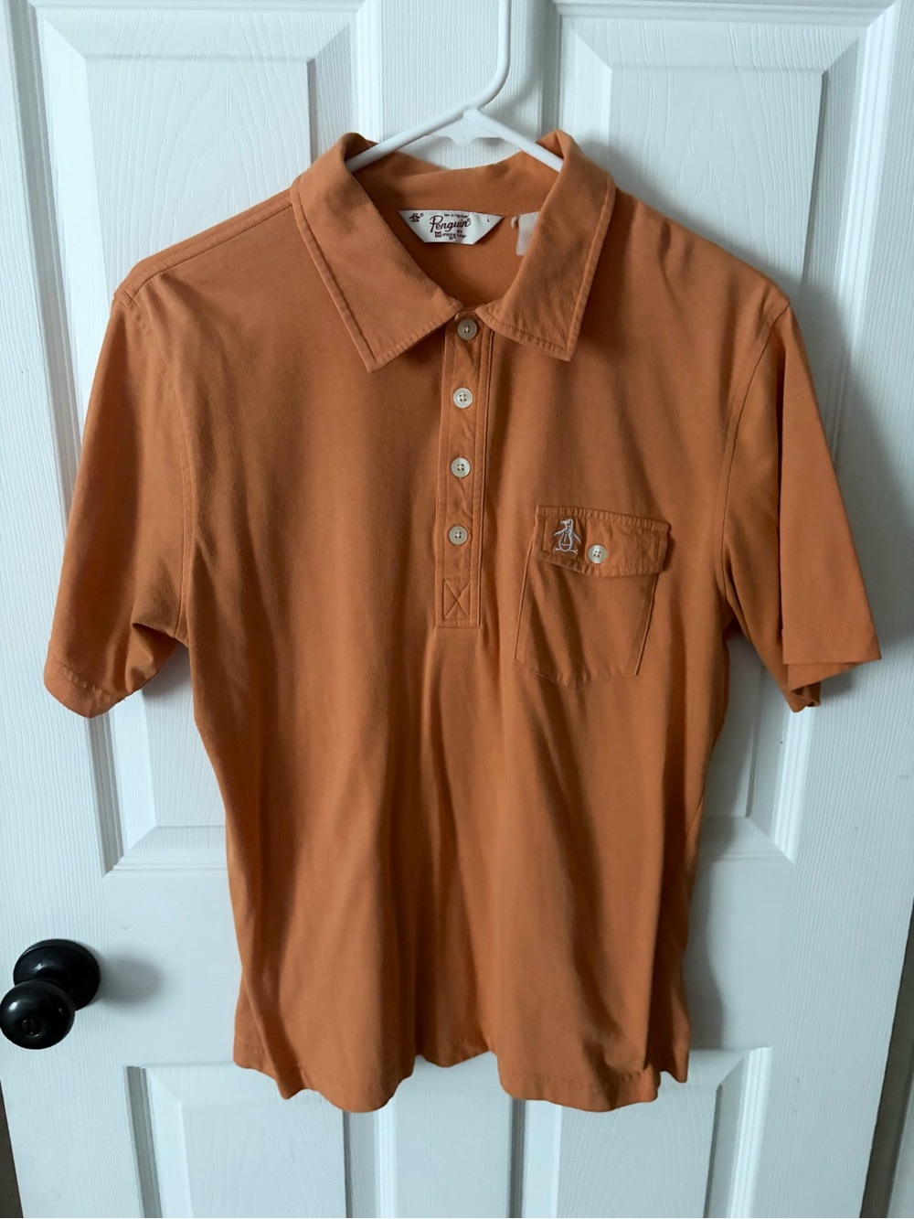 Vintage Penguin By Munsingwear Orange Short Sleeve Polo Shirt Men’s Size L